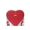 Bolso bandolera rojo con forma de corazón, tres cremalleras plateadas y asa ajustable - Talla única / Rojo