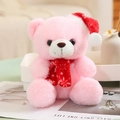 Ours en peluche de Noël rose avec bonnet rouge et écharpe à motifs de flocons - Style A Écharpe Flocon de Neige / Rose