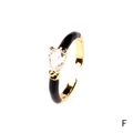Adjustable black enamel water-drop ring with gold finish and teardrop cubic zirconia - Water Drop / Black