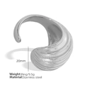 Offener Edelstahlring in Silber-Finish mit 3D-Wellenstruktur und verstellbarem Design - US Größe 7 / Gestreifter Offener Ring / Silber