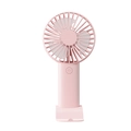 Portable pink handheld mini fan with desktop base stand and USB rechargeable battery - Pink (GS-02 Style)