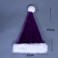 Purple plush Christmas hat with white fur trim and dimensions 45x32cm for adults - Haipai Long Plush Adult / Deep purple