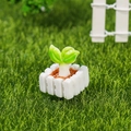 Miniature white picket fence with green resin sprouts for moss landscape decor - Fence Plant Pot (No.2)