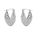 Orecchini a cerchio lussuosi in argento con zirconi a pavé e design a forma di V - Cerchio a V / Oro Bianco