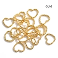 Golden heart-shaped metal connectors with embossed texture for DIY jewelry making - 14mm Heart / Gold
