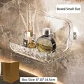 Compact transparent acrylic wall shelf with ripple design measuring 12x9x8cm for bathroom - Small (Boxed)