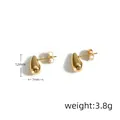 Macro view of gold teardrop studs showing 12mm size and polished steel texture - XJA077/Small (12mm*7mm)