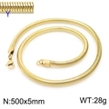 5mm wide golden snake chain necklace in 304 stainless steel with 500mm length - Gold (KN203810-Z)