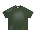 Camiseta retro verde oscuro de corte holgado con salpicaduras de pintura de colores - S / Camiseta - Salpicaduras Verde