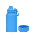 650ml blue stainless steel insulated sports water bottle with non-slip base cover - 650ml / Sea Blue - Sport