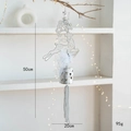 Addobbo natalizio renna d'argento con tubo a stella e nappine di perle, pendente 50cm - Argento