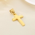 Close-up of a polished gold cross pendant on a textured cream fabric background - 29*19mm Gold Color (KP79377-Z)