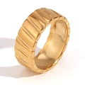 Irregular 18K gold plated stainless steel ring with elegant diagonal texture finish - Diagonal Texture Ring - Gold - Size 6