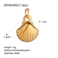 Golden stainless steel seashell pendant in 3-piece set, size 1.2cm by 1cm - 3pcs Shell Pendants-JDPW240017-3pcs