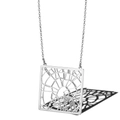 Silver square hollow city map necklace in minimalist stainless steel geometric style - Moscow Russia / Silver