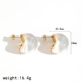 Detail view of strawberry-shaped resin earrings with 24mm size and 16.4g weight metrics - White C-Shaped Style (TE60409-WT)