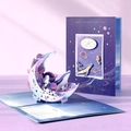 3D pop-up birthday card with space theme astronaut and whale design in dark purple - Starry River