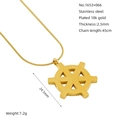 Macro detail of 18K gold plated compass pendant with specific size and weight metrics - Stainless Steel 18K Gold Plated / Ship Helm Style Necklace (ZG1653+066)