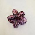 Pinza para el pelo de flor morada translúcida con manchas oscuras para mujer - Pinza Para Frangipani Con Estampado De Leopardo/morado Claro [aprox. 8 X 7 X 4 Cm]