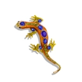 Vintage lizard brooch with blue crystals and green enamel on a polished alloy base - Blue Style (YNCP7411蓝)