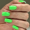 Glossy bright green medium square oval press-on nails on female hand display - Medium Square / Fresh Green