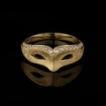 Luxuriöser goldener Fuchsmasken-Ring mit funkelnden Diamanten auf schwarzem Grund - US 6 / Gold