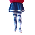 Blue and white striped kids tights with a matching royal blue skirt for Halloween costume - 6-8 Years / Royal Blue White Striped