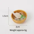 Miniature gold bowl with wonton soup and spoon, 3cm simulation food keychain toy - 3cm Gold Bowl-No.11 (No Hook)
