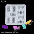 Silicone bow and candy shape mold with pastel colored finished fondant craft pieces - Style 2 (8*1cm) / Clear