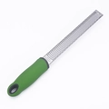 Stainless steel cheese grater with ergonomic green handle and black hanging ring - Fine Teeth Green
