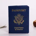 Dark blue PU leather passport holder with United States of America embossed cover - Dark Blue