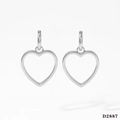 Close-up of heart-shaped hollow earrings in polished silver stainless steel finish - Silver Heart Earrings (D2887)