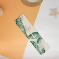 Hair bun maker accessory featuring elegant green leaf floral print on beige fabric - Green Print