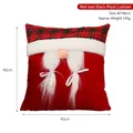 Christmas gnome throw pillow in red and black plaid design with measurements 40x40cm - Red & Black Plaid / 40x40cm