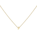 Detailed view of the polished 18K gold letter P pendant on a fine link chain necklace - Gold P