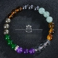 Detailed view of the multi-colored gemstone bead bracelet with Money & Success text - Money Success Style 5