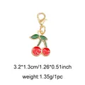 Enamel cherry charm pendant with golden lobster clasp for shoe and bag decoration - Cherry (No. 3)