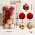 Red flocked and gold painted Christmas ball ornaments set in 25-piece cylinder pack - Burgundy & Champagne Ornaments (6cm 25 Pack)
