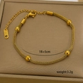Detailed close-up of 18K gold plated stainless steel beaded mesh chain with size tag - Beaded Mesh Chain (C-1-3)