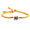 Adjustable yellow braided rope bracelet featuring a gold elephant charm with blue accents - Yellow Elephant