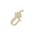 Gold plated letter U crown pendant necklace inlaid with sparkling cubic zirconia stones - Crown Letter U