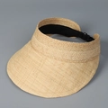 Detail of raffia sun visor with metal buckle and adjustable black strap closure - M (55-59cm Adjustable) / Solid Khaki (B25037)