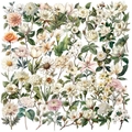 50er Pack Vintage botanische Aufkleber mit Rosen und Lilien für DIY-Scrapbooking Deko - Vintage Lange Stielblume Stil (SLP153)