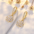 Elegant s925 silver flower hoop earrings with gold plating and sparkling zircon stones - Flower (NN371)