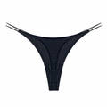 String sexy noir en coton côtelé pour femme avec fines lanières et tissu respirant - S / Noir