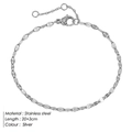 Durable silver stainless steel lip chain anklet featuring a 20+3cm adjustable extension - Standard Size / Silver