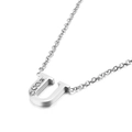 Polished silver uppercase letter U necklace featuring four sparkling zircon stones - Letter U Style (KN88605-KLB)