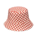 Dettaglio del motivo a scacchi rosso e bianco resistente sul cappello da pescatore bob - M (56-58cm) / Scacchiera Rossa e Bianca