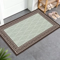 Classic entryway mat with dark brown frame, green inner core and cloud patterns - 60*90cm / Style 009 (Green Auspicious Clouds)