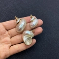 Three natural iridescent shell pendants in pearl white with gold plated metal bails - No.30 (Pearl White Iridescent Shell - Gold Clasp)